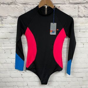 NWT Aviator Nation Women's Color Block Surf Suit Rash Guard